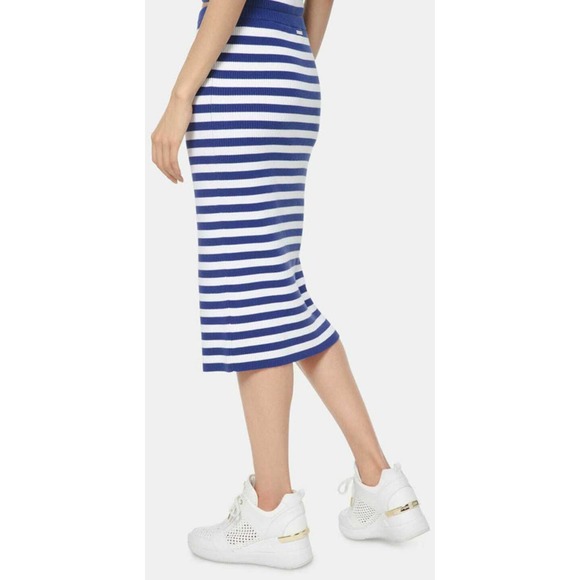 Michael Kors Skirt Striped Sweater Blue White Sz XL NEW NWT 304 - Picture 3 of 4
